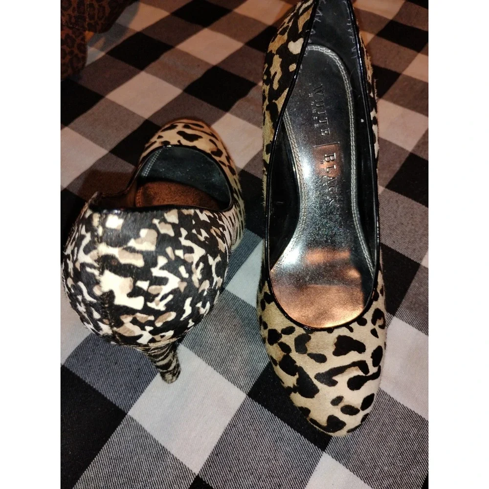 White House Black Market Animal‎ Print Calf Hair Fur Heels Pumps Shoes 7M